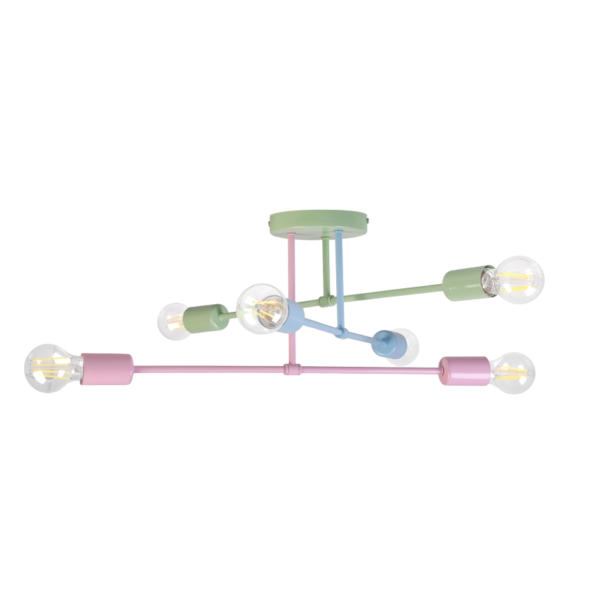 Lustre plafonnier CAMBRIDGE 6xE27/15W/230V vert/bleu/rose
