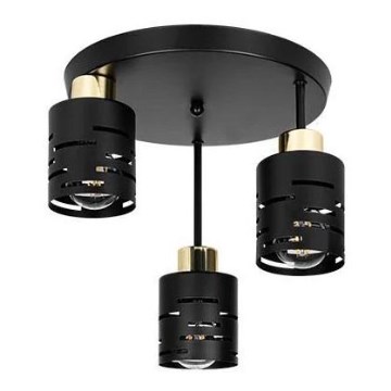Lustre plafonnier ELEN 3xE27/35W/230V noir/doré
