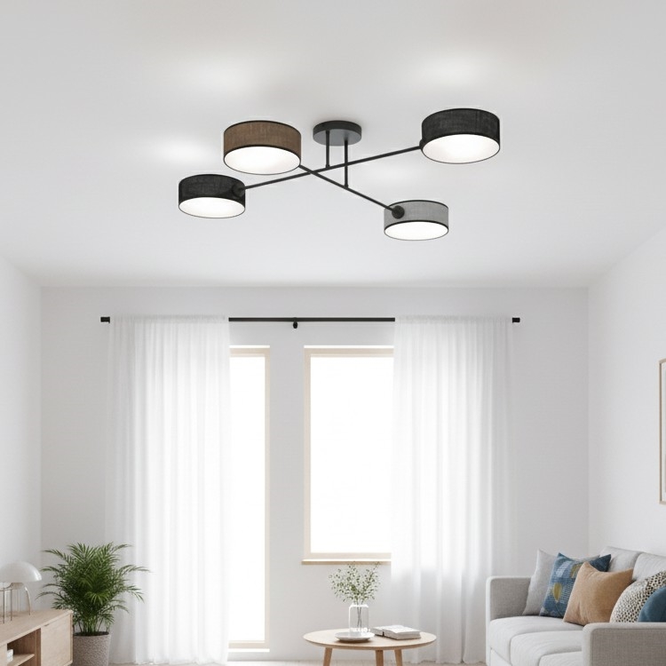 Lustre plafonnier MAGA 4xE14/10W/230V noir/marron/gris