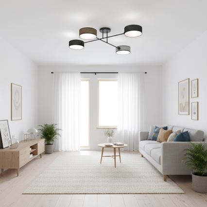 Lustre plafonnier MAGA 4xE14/10W/230V noir/marron/gris