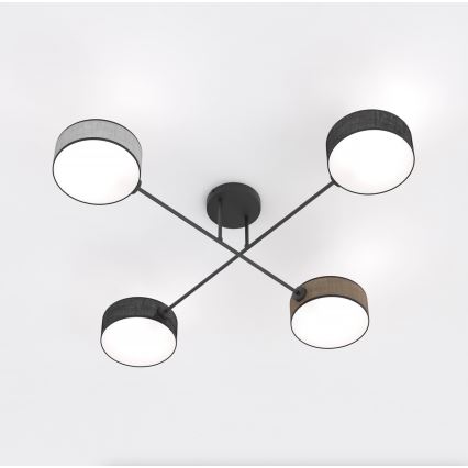 Lustre plafonnier MAGA 4xE14/10W/230V noir/marron/gris
