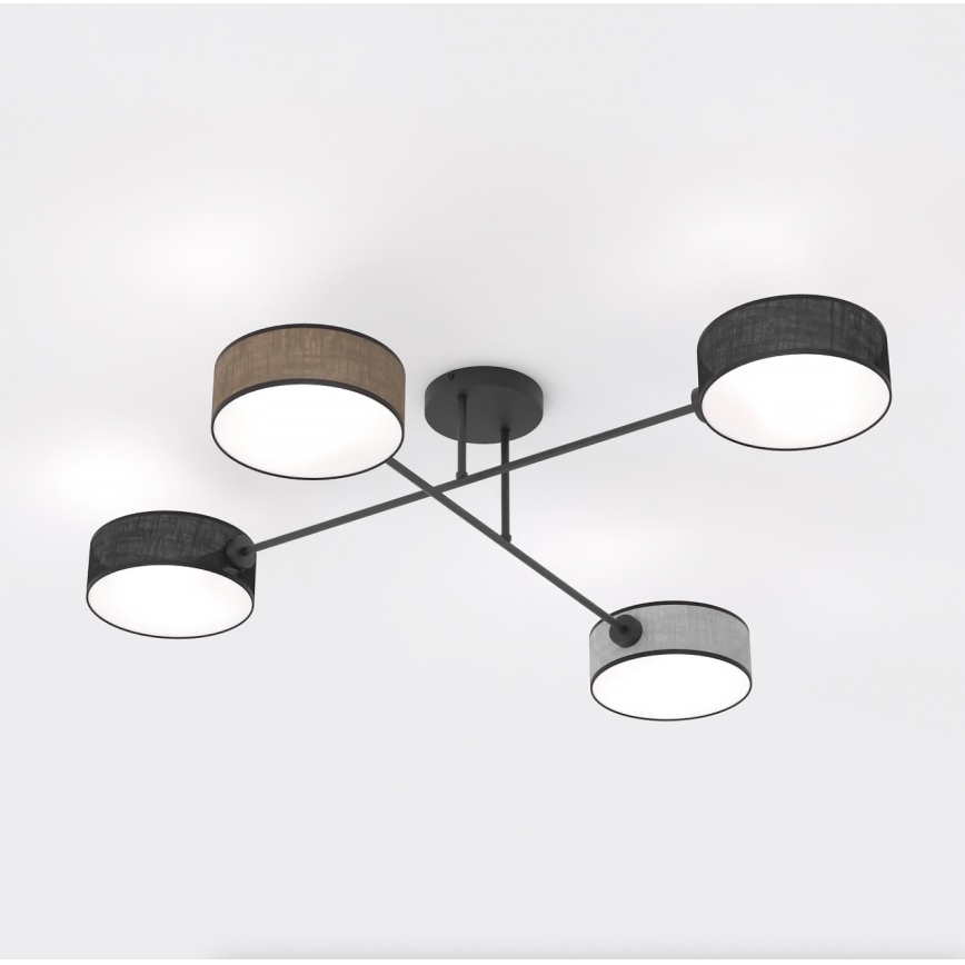 Lustre plafonnier MAGA 4xE14/10W/230V noir/marron/gris