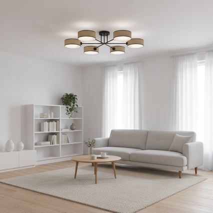 Lustre plafonnier MAGA 6xE14/10W/230V beige