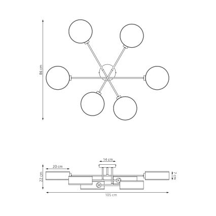 Lustre plafonnier MAGA 6xE14/10W/230V beige