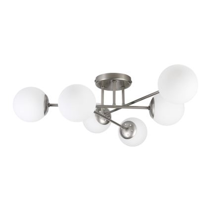 Lustre plafonnier MALENA 6xE14/5W/230V chrome mat/blanc