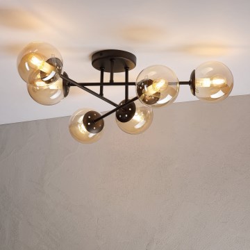 Lustre plafonnier MALENA 6xE14/5W/230V marron/beige fumé