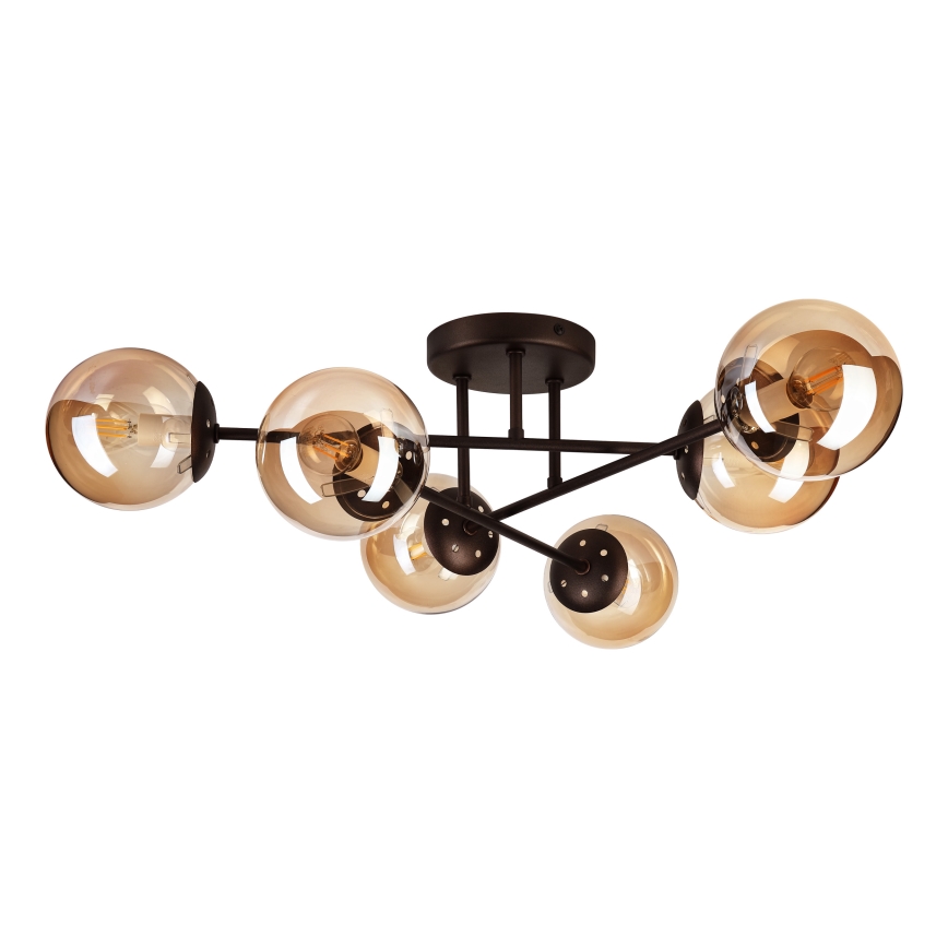 Lustre plafonnier MALENA 6xE14/5W/230V marron/beige fumé