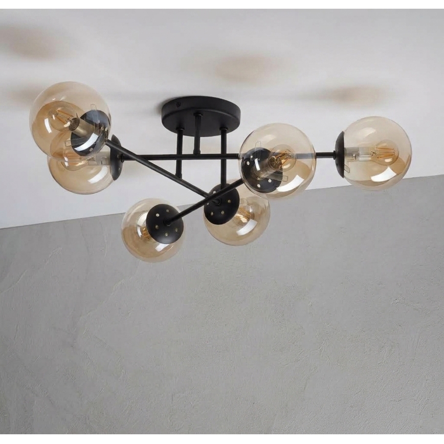 Lustre plafonnier MALENA 6xE14/5W/230V marron/beige fumé
