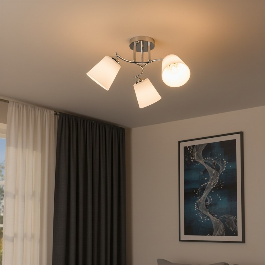 Lustre plafonnier PAFOS 3xE27/15W/230V, chrome brillant