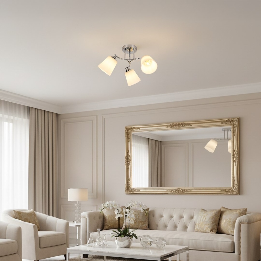 Lustre plafonnier PAFOS 3xE27/15W/230V, chrome brillant