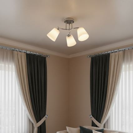 Lustre plafonnier PAFOS 3xE27/15W/230V, chrome brillant