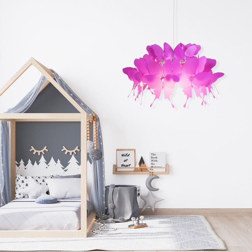 Lustre pour chambre d'enfant FARFALLA 1xE27/60W/230V rose