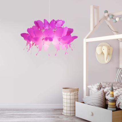 Lustre pour chambre d'enfant FARFALLA 1xE27/60W/230V rose