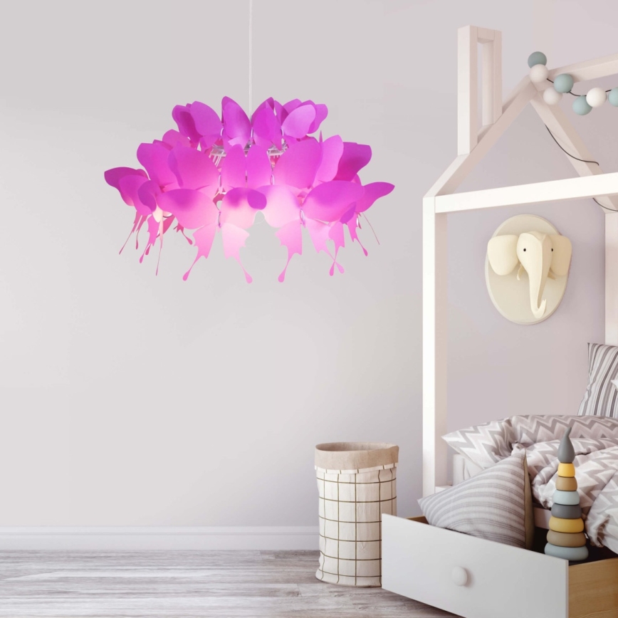 Lustre pour chambre d'enfant FARFALLA 1xE27/60W/230V rose