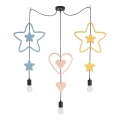 Lustre pour enfant sur câble TRIO 3xE27/20W/230V bleu/rose/jaune
