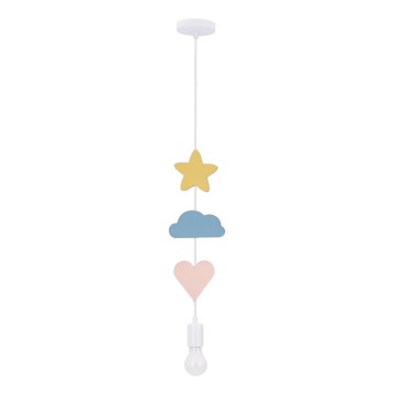 Lustre pour enfants avec câble TRIO 1xE27/20W/230V jaune/bleu/rose