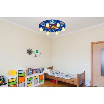 Lustre pour enfants LUCCA 6xE27/24W/230V bleu