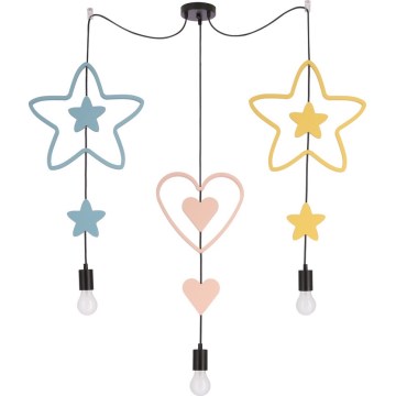 Lustre pour enfants suspendu TRIO 3xE27/20W/230V bleu/rose/jaune