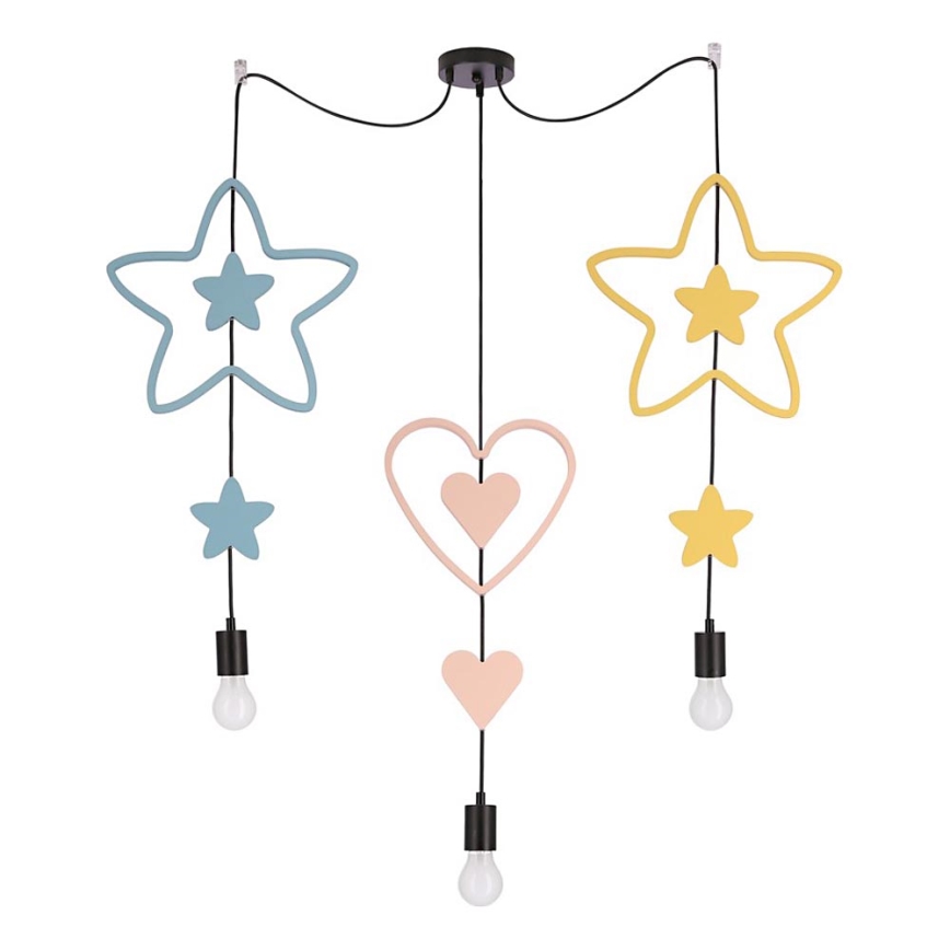 Lustre pour enfants suspendu TRIO 3xE27/20W/230V bleu/rose/jaune