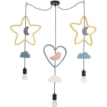 Lustre pour enfants suspendu TRIO 3xE27/20W/230V jaune/bleu/gris