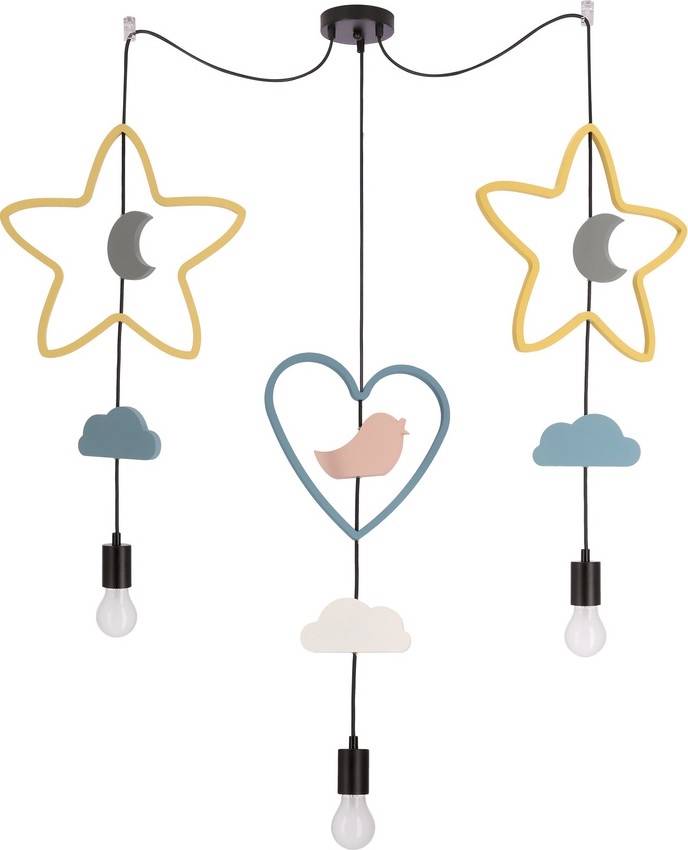 Lustre pour enfants suspendu TRIO 3xE27/20W/230V jaune/bleu/gris