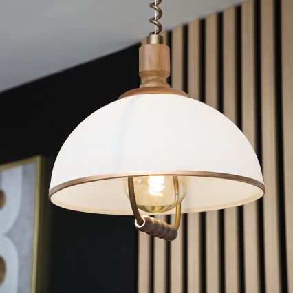 Lustre réglable RAMONA 1xE27/60W/230V marron/blanc/chêne
