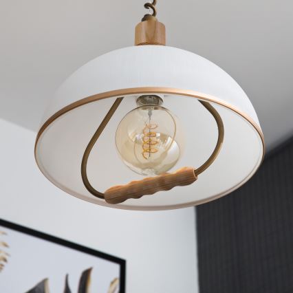 Lustre réglable RAMONA 1xE27/60W/230V marron/blanc/chêne