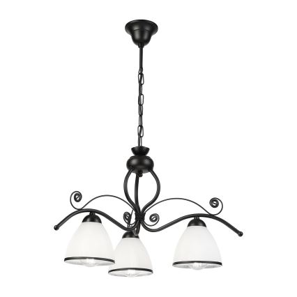 Lustre RETRO sur chaîne 3xE27/60W/230V noir/blanc