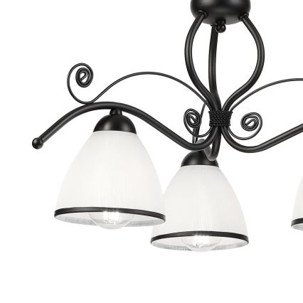 Lustre RETRO sur chaîne 3xE27/60W/230V noir/blanc