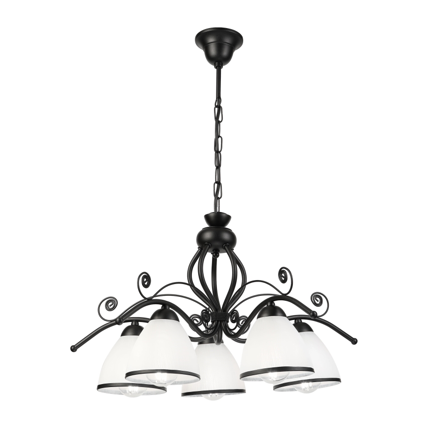Lustre rétro sur chaîne 5xE27/60W/230V noir/blanc