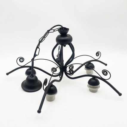 Lustre rétro sur chaîne 5xE27/60W/230V noir/blanc