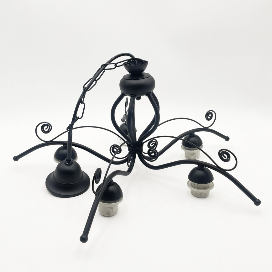 Lustre rétro sur chaîne 5xE27/60W/230V noir/blanc