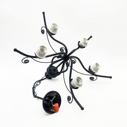 Lustre rétro sur chaîne 5xE27/60W/230V noir/blanc