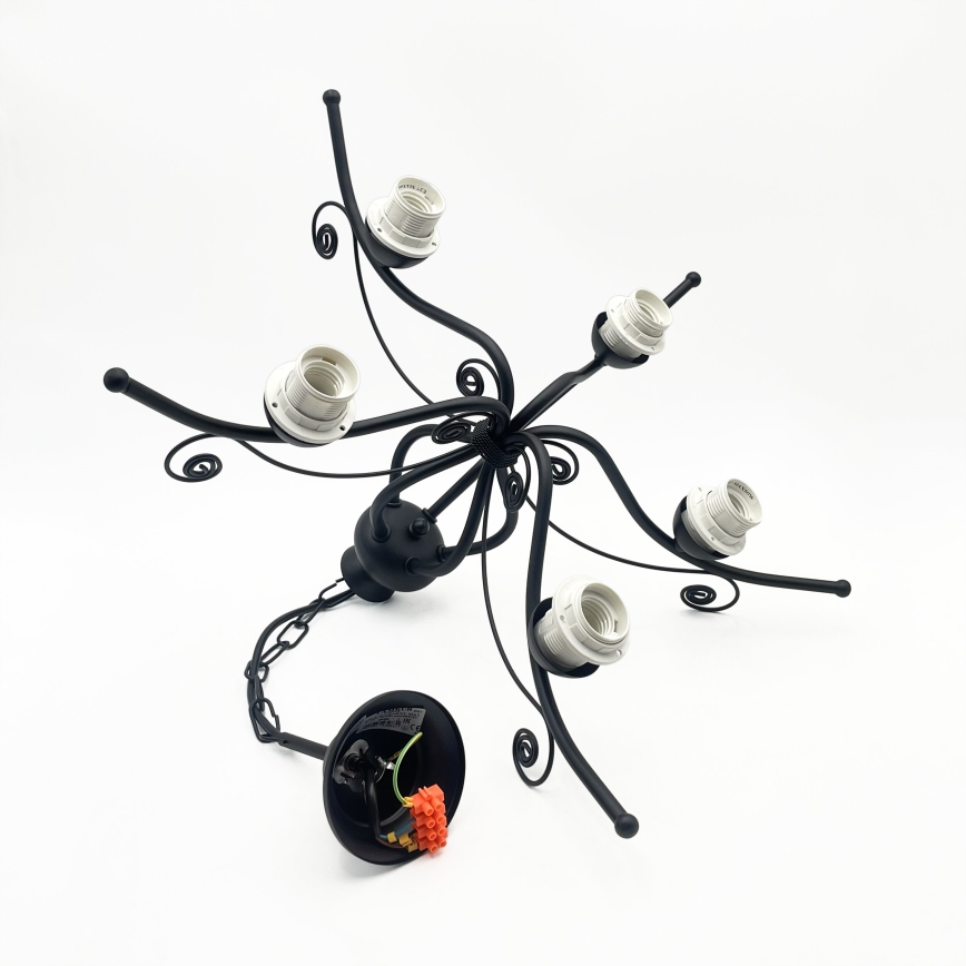 Lustre rétro sur chaîne 5xE27/60W/230V noir/blanc