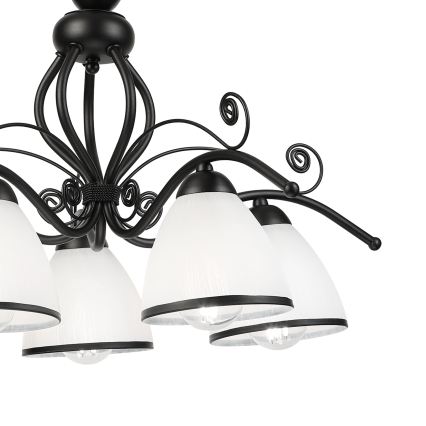 Lustre rétro sur chaîne 5xE27/60W/230V noir/blanc