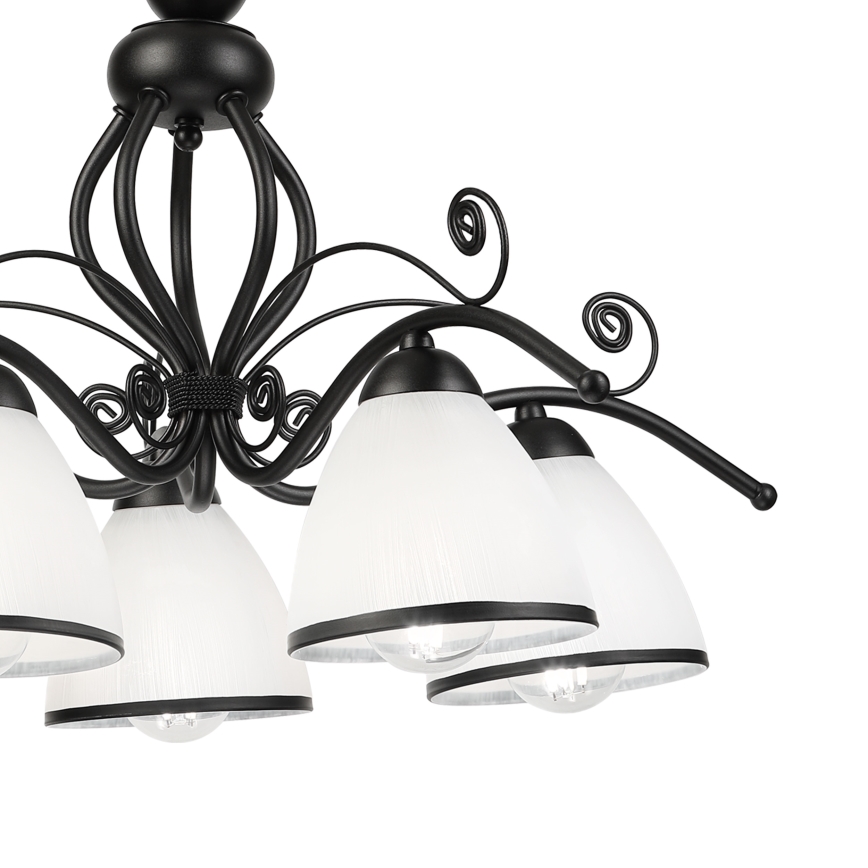 Lustre rétro sur chaîne 5xE27/60W/230V noir/blanc