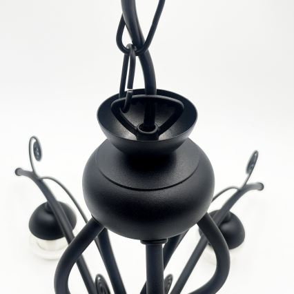 Lustre rétro sur chaîne 5xE27/60W/230V noir/blanc