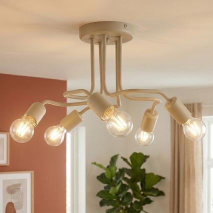 Lustre semi-plafonnier CHARLIE 5xE27/15W/230V beige