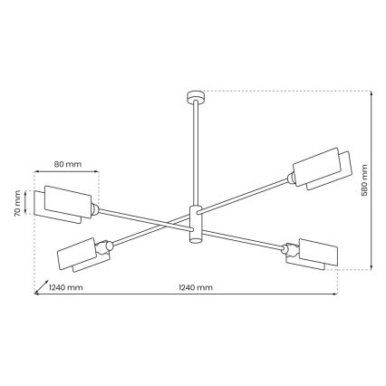 Lustre sur barre ASTRA 4xE27/60W/230V noir