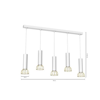 Lustre sur barre DANTE 5xGU10/25W/230V blanc/doré