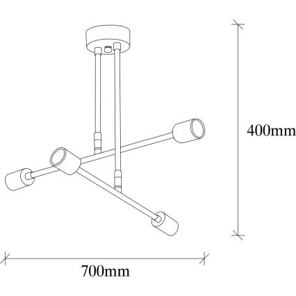 Lustre sur barre FLOWER 4xE27/40W/230V