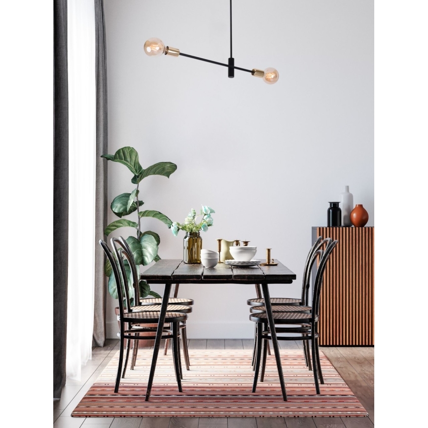 Lustre sur barre ONYX 2xE27/60W/230V noir/doré