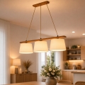 Lustre sur câble AIDA 3xE27/15W/230V, Ø 25 cm, chêne/crème