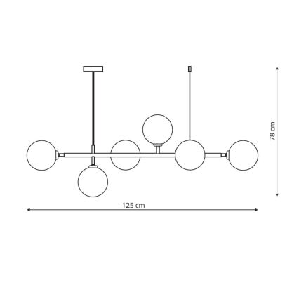 Lustre sur câble ALISA 6xE14/40W/230V, doré