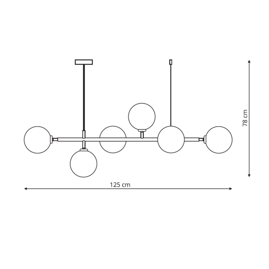 Lustre sur câble ALISA 6xE14/40W/230V, doré