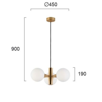 Lustre sur câble GLOBE 3xE14/7W/230V doré