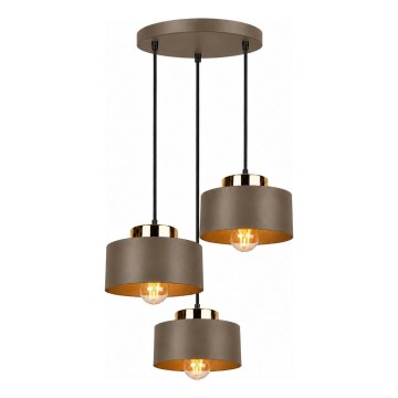Lustre sur câble IGNIA 3xE27/60W/230V marron/doré