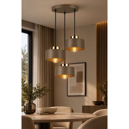 Lustre sur câble IGNIA 3xE27/60W/230V marron/doré