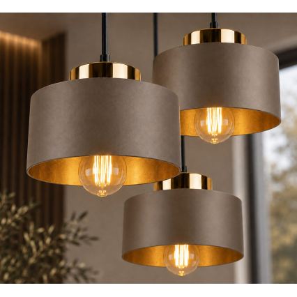 Lustre sur câble IGNIA 3xE27/60W/230V marron/doré
