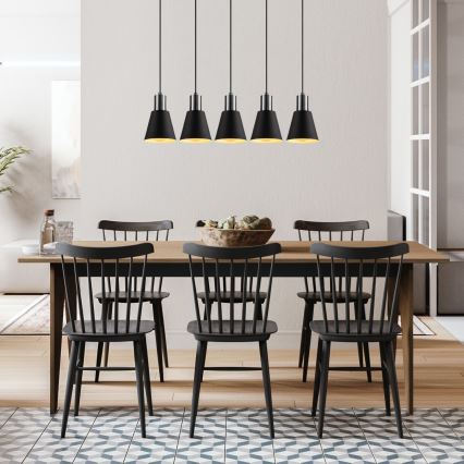 Lustre sur câble KEM 5xE27/40W/230V noir